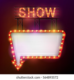 Vector illustration of Showtime signboard retro style with light frame