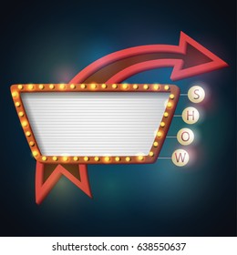 Vector illustration of Showtime signboard retro style with light frame