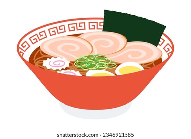 vector illustration of Shoyu Ramen noodles in a bowl for banners, cards, flyers, social media wallpapers, etc.