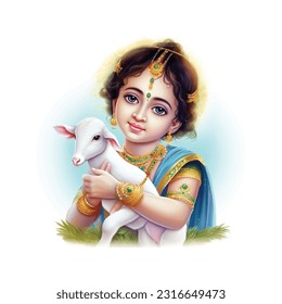 Vector Illustration of Shree Krishna for Janmashtami.
