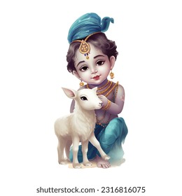 Vector Illustration of Shree Krishna for Janmashtami.