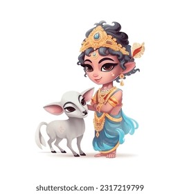 Vector Illustration of Shree Krishna for Janmashtami.