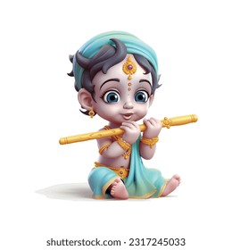 Vektorgrafik von Shree Krishna für Janmashtami.