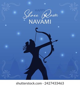 Vector illustration of shri Ram for happy ram navami celebration. Greeting design for ram navami festival. Ram Navami vector.