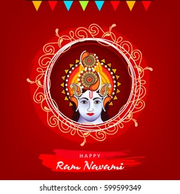 Vector Illustration of Shri Ram Navami with Beautiful Floral Frame for the celebration of Hindu Festival Ram Navami.