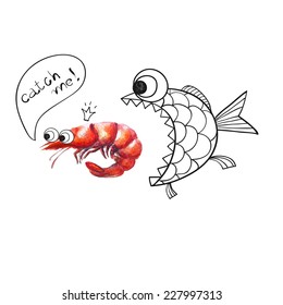 vector illustration with shrimp