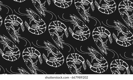 Vector illustration of shrimp chalkboard style pattern