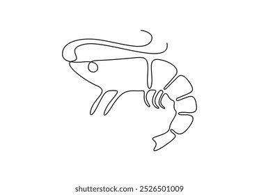 Ilustração vetorial de desenho contínuo de uma linha de camarão