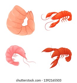 Vector illustration of shrimp and crab logo. Set of shrimp and sea stock vector illustration.