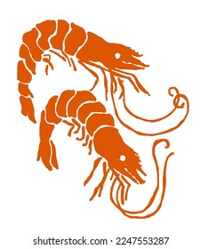 Vector illustration of shrimp. Icon design for seafood restaurants or markets.