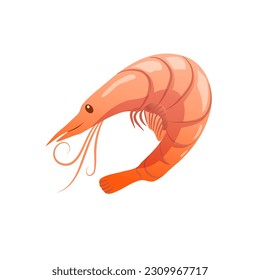 Vector illustration Shrimp icon in flat style, seafood. Isolated on white background. 