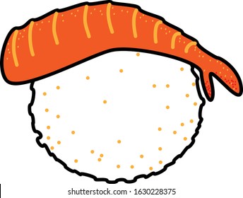 Vector Illustration Shrimp Sushi Japanese Food