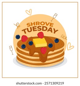 Vector illustration of Shrove Tuesday social media template