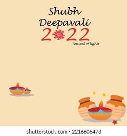 Vector illustration of shubh deepavali, festival of light among indian. 