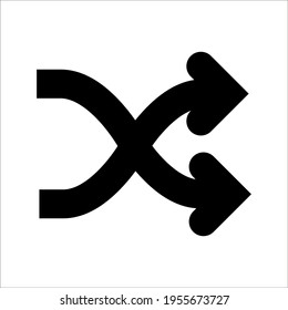 Vector illustration shuffle icon on white background. Color editable 