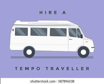 vector illustration of Shuttle bus. Tempo traveller concept. Hire a bus.