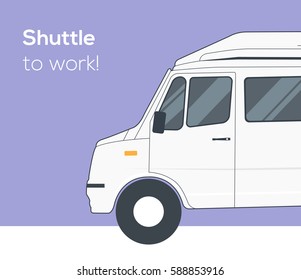 Vector Illustration Of Shuttle Bus. Tempo Traveller Concept. Transportation Idea.
Commute To Work.