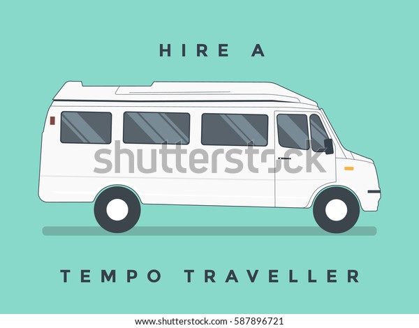 vector illustration of Shuttle bus. Tempo traveller\
concept. Hire a bus.