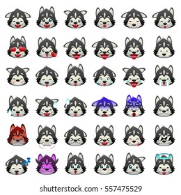 A vector illustration of Siberian Huskies Dog Emoji Emoticon Expression