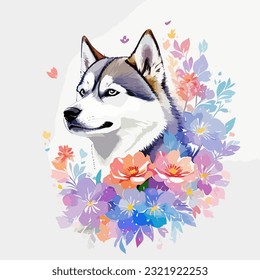 Vector illustration of a Siberian Husky face