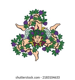 Vector illustration of Sicilian triskelion with figs