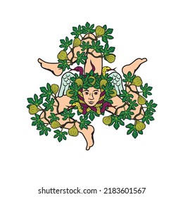 Vector illustration of Sicilian triskelion with figs
