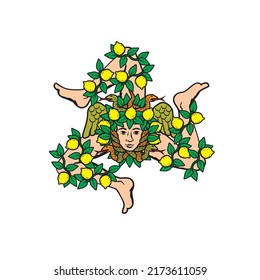 Vector illustration of Sicilian triskelion with lemons