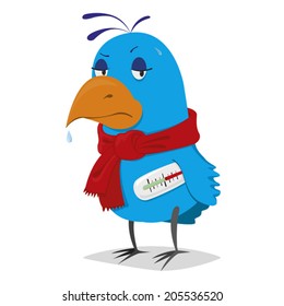 vector illustration of sick bird