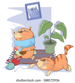 Vector Illustration of Sick Cat