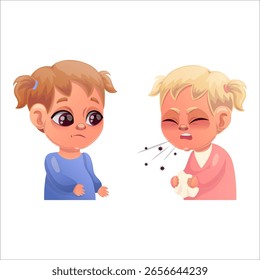 Ilustración vectorial de un niño enfermo