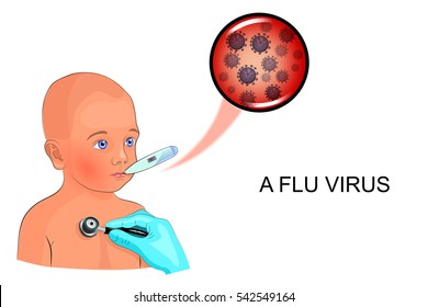 vector illustration of a sick child for medical publications.
