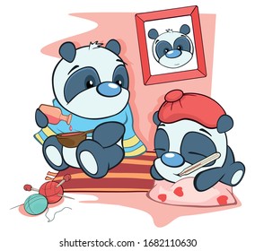Vector Illustration Sick Panda Family