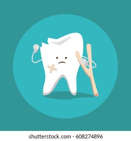 vector illustration of a sick tooth