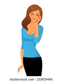 Vector illustration of Sick woman character image
