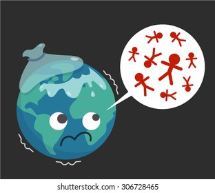 Vector. Illustration. Sicked earth by men.