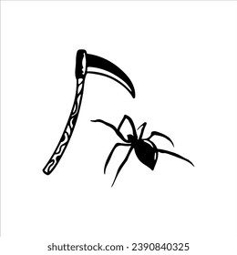 vector illustration of sickle and spider