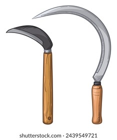 Vector illustration of a sickle. Two different sickles on a white background.