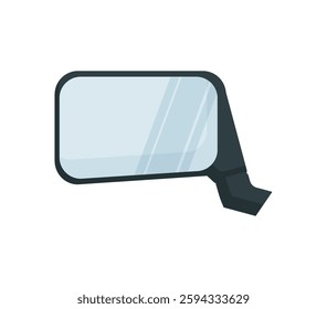 Vector illustration of a side car mirror with a modern design and reflective surface on a white background.