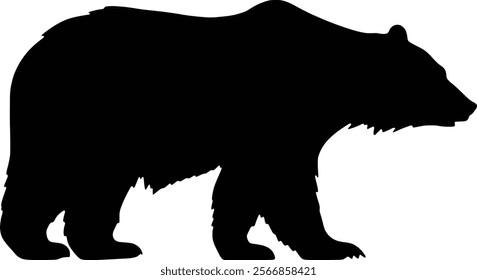 Vector illustration of side view of bear silhouette