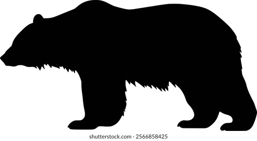 Vector illustration of side view of bear silhouette