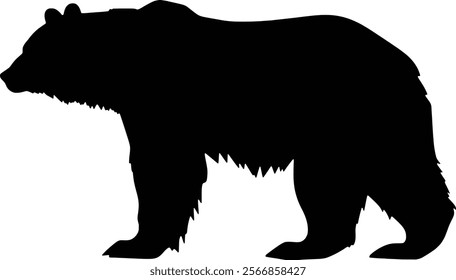 Vector illustration of side view of bear silhouette