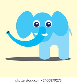 Vector illustration. Side view of an elephant. Head an from the front. Elephant, minimalist simple style. Children's motif, animal, elephant. Cute motif with an elephant. Trunk, big