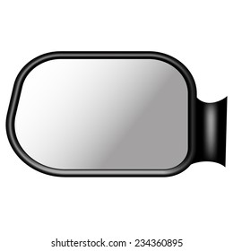 Vector Illustration Of Side View Mirror With Place For Text. Isolated On White