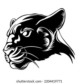 vector illustration Side view of panther head with cool and relaxed pose black and white design