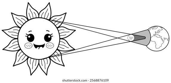 Vector illustration of a side-view eclipse outline