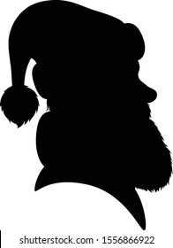 Vector illustration of a side-view silhouette portrait of Santa Claus.