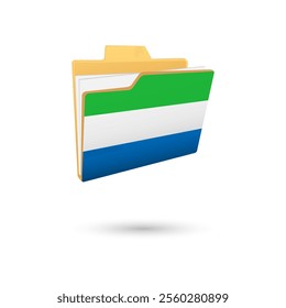 Vector illustration of Sierra Leone flag isolated in file folder on white background.