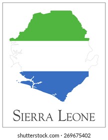 Vector illustration of Sierra Leone flag map. Used transparency.