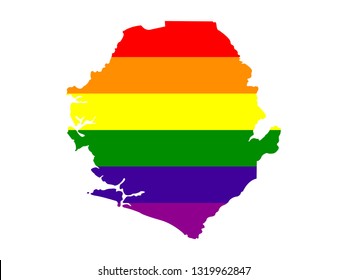 vector illustration of Sierra Leone map with LGBT flag