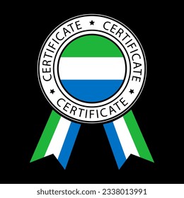 Vector illustration of Sierra Leone ribbon certificate on black background.